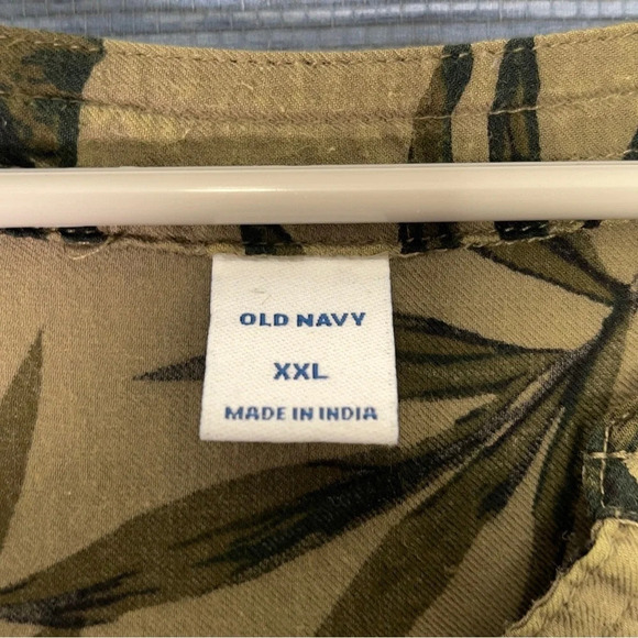 Old Navy Green Safari Leaves Button Tunic Style Blouse Shirt XXL - Picture 2 of 5